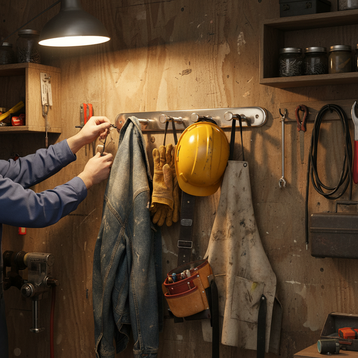 Premium Heavy Duty Wall Mounted Coat Rack with 4 Rounded Hooks for Space-Saving Organization in Bathrooms and Utility Rooms