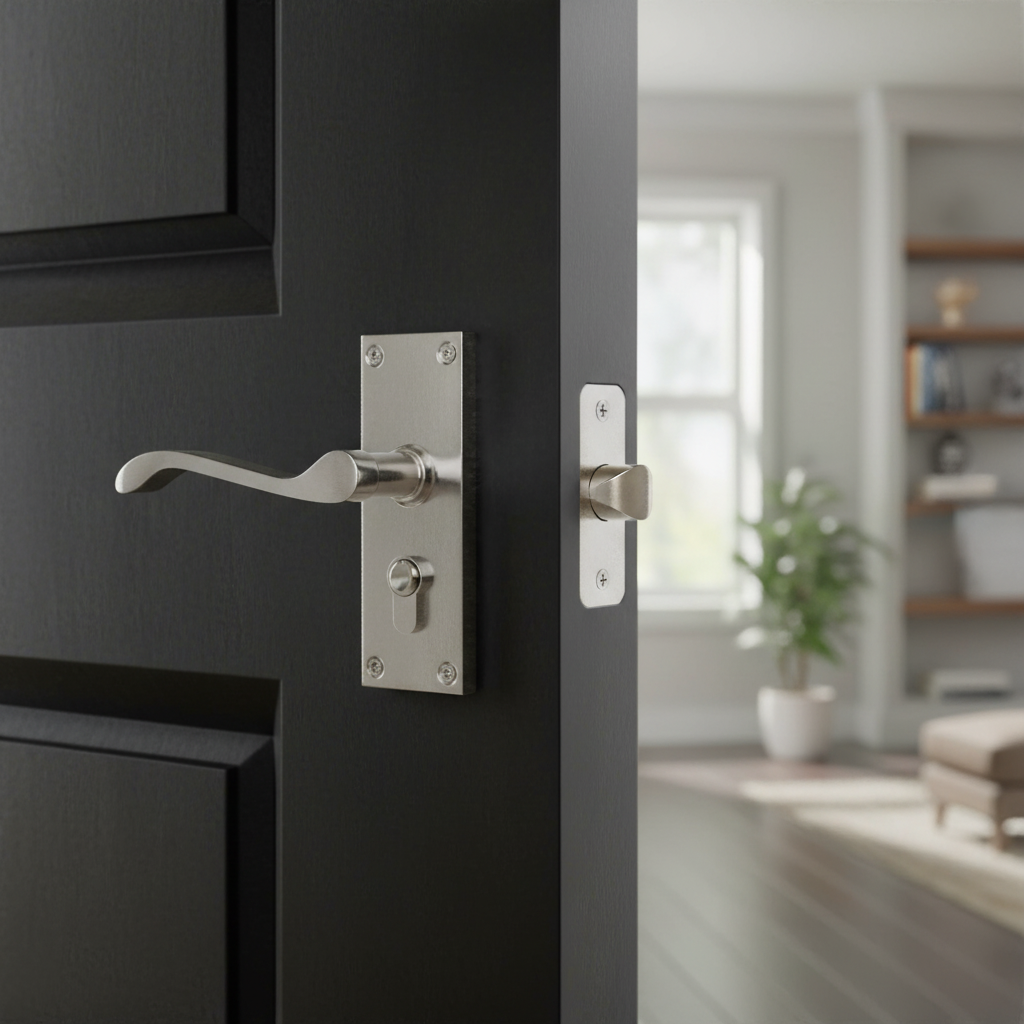 Elegant Victorian-Style Door Handles - 112mm Scroll Latch Set in Satin Chrome