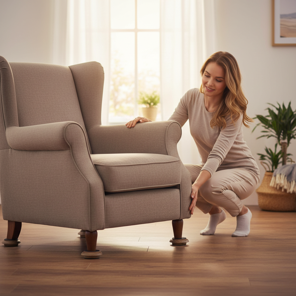 44mm Dark Wood Effect Non-Slip Furniture Castor Cups – 4 Pack