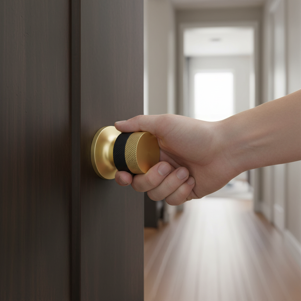 10 Pack Premium Round Knurled Door Knobs 32mm Brushed Finish