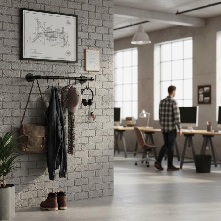 Premium Wall Mounted Industrial Pipe Style Coat Rack with 6 Durable Hooks for Kitchen Organization