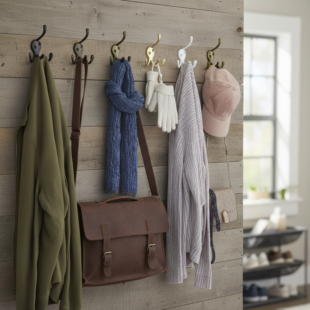 Double Robe Hook 10 Pack - Durable Aluminium Decorative Dual Hooks for Home & Office