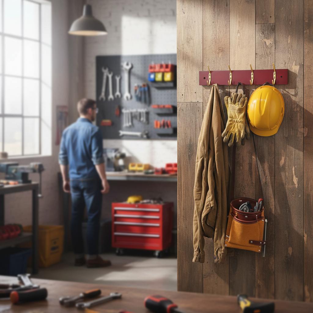 Premium Minimalist Modern Wall-Mounted Coat Rack - 38cm, Durable Eco-Friendly Wood with Double-Tiered Hooks for Space-Saving Storage