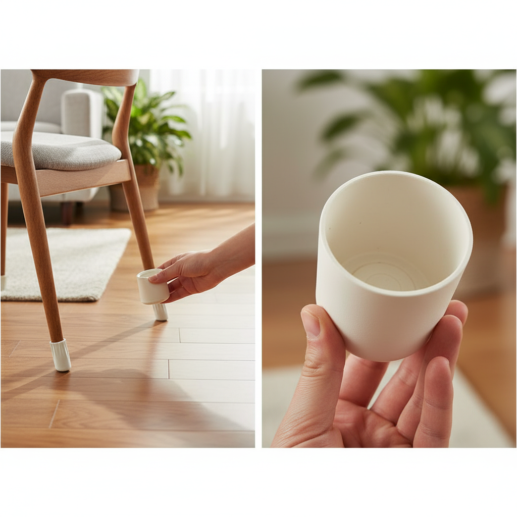 19mm Premium Rubber Furniture Feet Tip Caps - White Floor Protectors, Pack of 4 Leg Tips