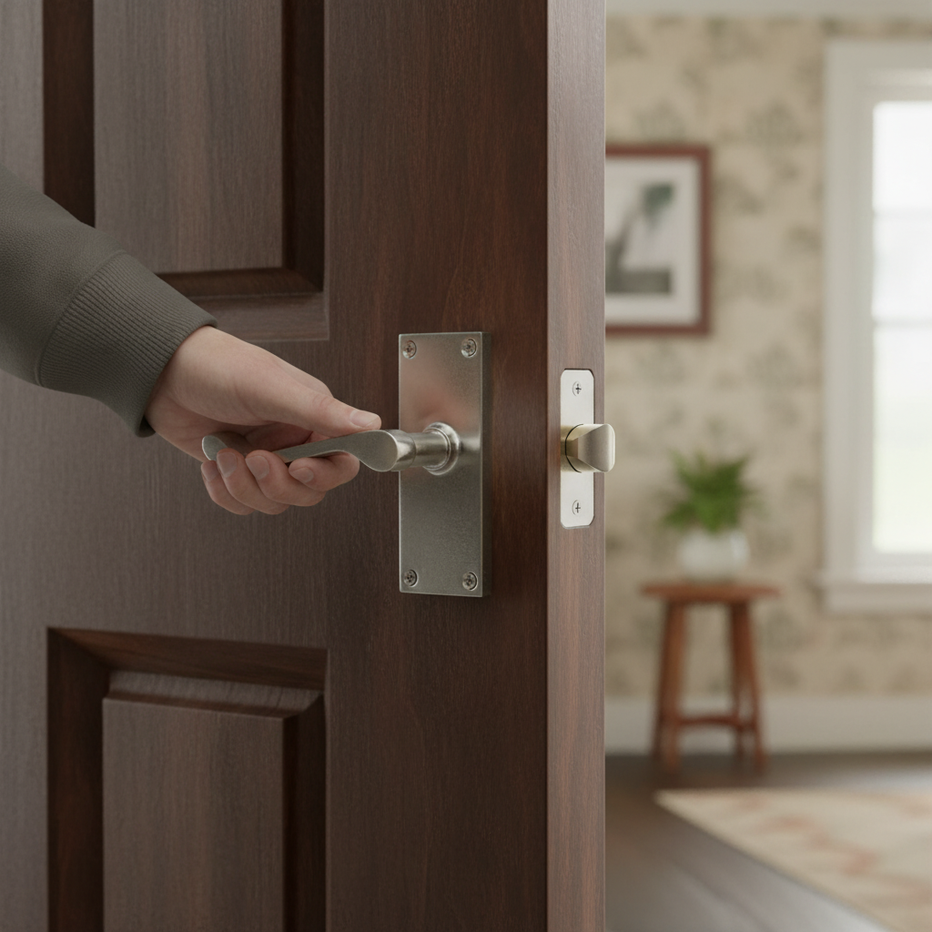 Elegant Victorian-Style Door Handles - 112mm Scroll Latch Set in Satin Chrome