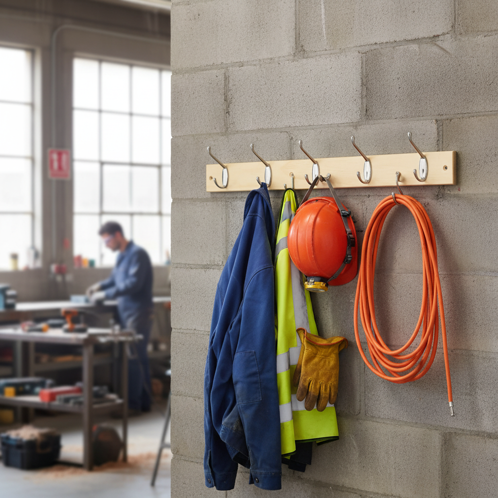 Premium 6-Hook Wall-Mounted Coat Rack - Stylish Pine Board with Double Chrome Hooks for Organized Living Spaces