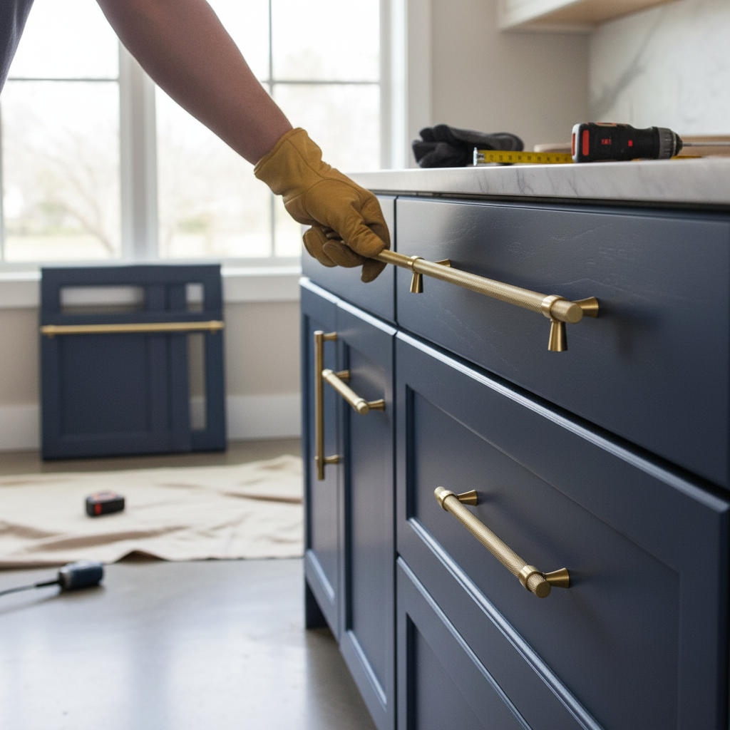 10 Pack Premium Knurled T Bar Pull Handles in Antique Brass Finish