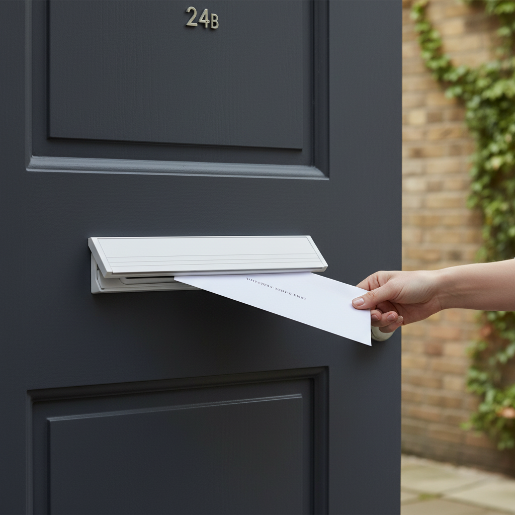 12.8" Slimline Door Letterbox for 40-80mm Thick Doors - White Finish