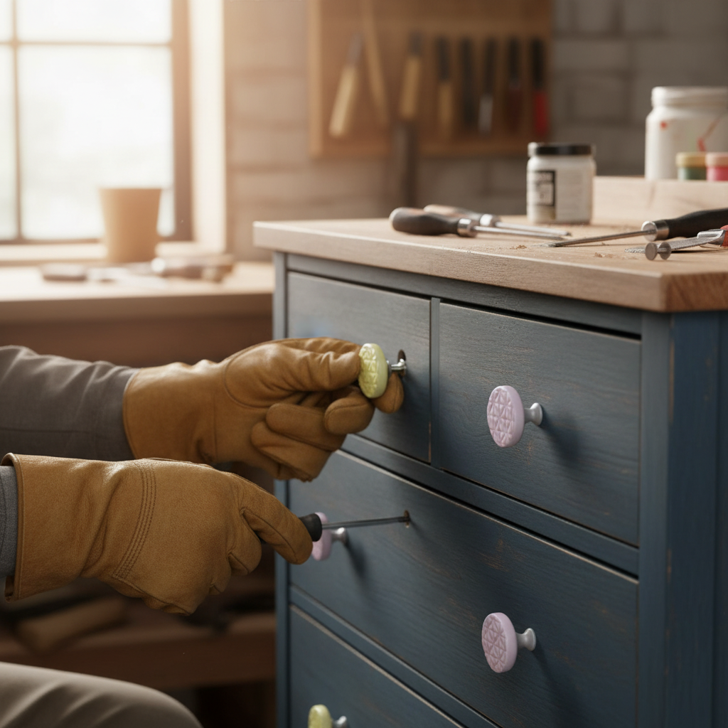 10 Pack Premium Round Ceramic Knobs 40mm for Furniture