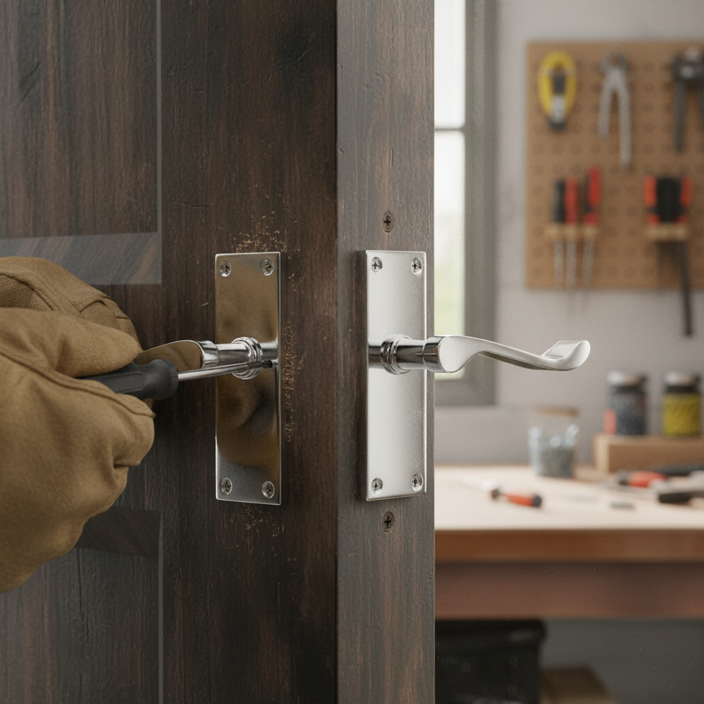 Elegant Victorian-Style Scroll Tubular Latch Door Handles - Polished Chrome Finish (1 Pair)