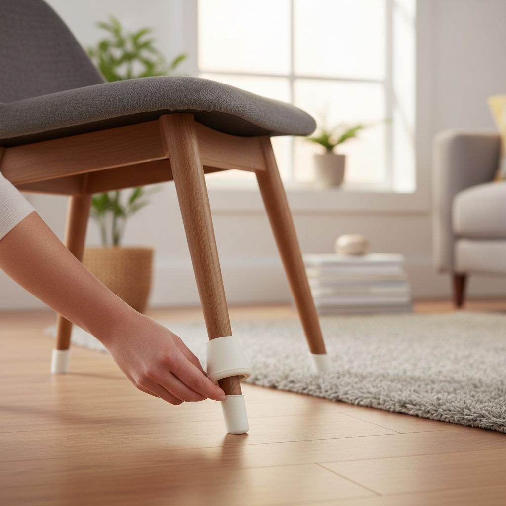 19mm Premium Rubber Furniture Feet Tip Caps - White Floor Protectors, Pack of 4 Leg Tips