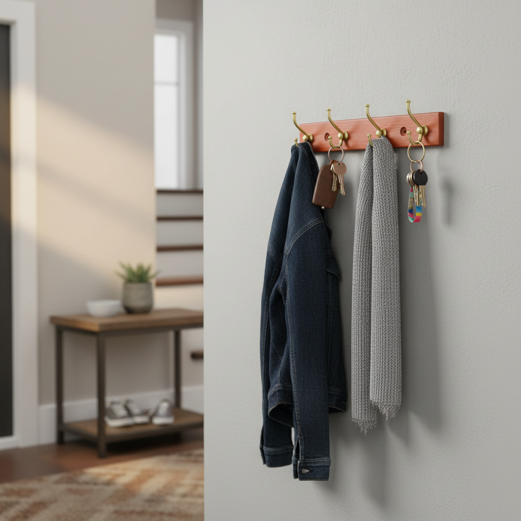4-Hook Wall-Mounted Key Tidy Holder for Entryway and Living Room