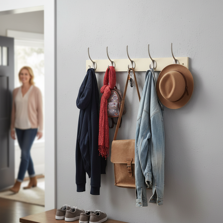 Premium Wall Mounted Coat Rack with Double Hooks - Stylish and Practical Storage Solution for Home and Office