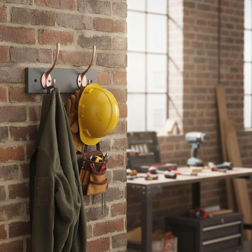 Premium Wall Mounted Coat Rack with Double Hooks - Stylish Slate Grey Design for Modern Home Organization