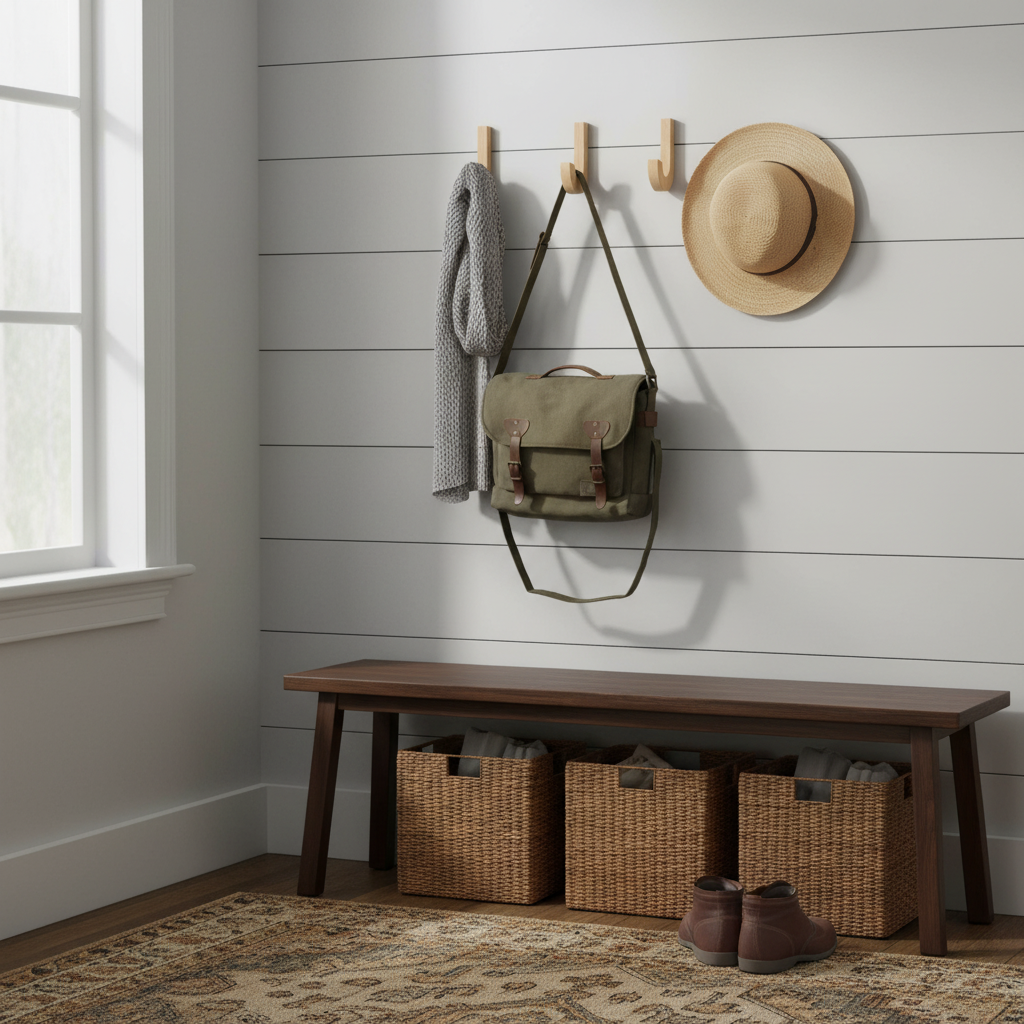 3 Premium Wall Mounted Hooks - 50mm Pine Wood Decorative Coat Hooks