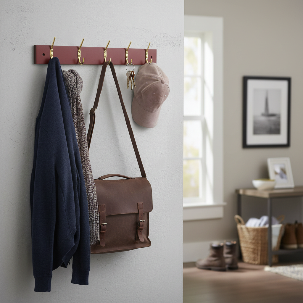 Premium Minimalist Modern Wall-Mounted Coat Rack - 38cm, Durable Eco-Friendly Wood with Double-Tiered Hooks for Space-Saving Storage
