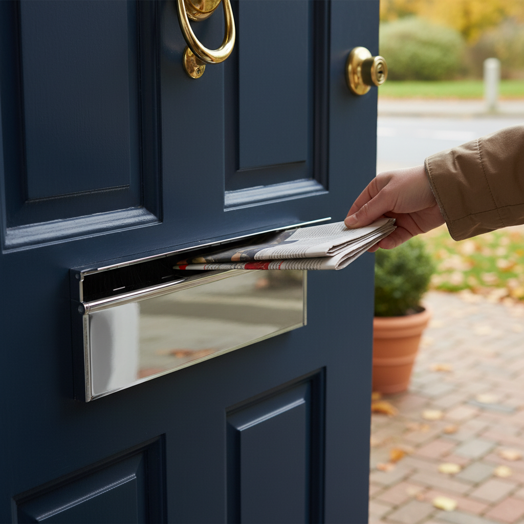 Premium 12-Inch Door Letterplate Cover with Draught Excluder and Hinged Flap for Enhanced Insulation and Modern Aesthetic