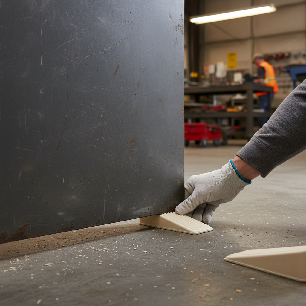 2 Pack Medium Non-Slip Rubber Door Stop Wedges - Almond Color