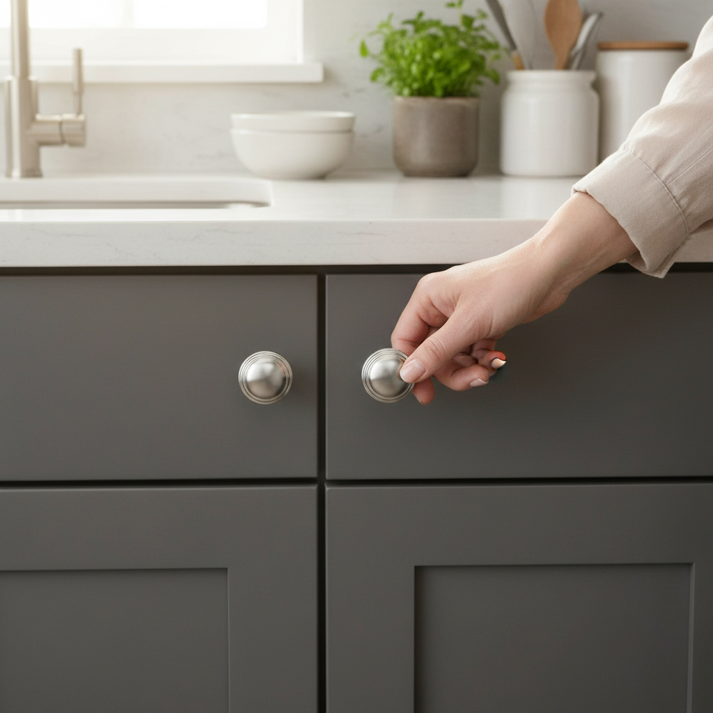 10 Pack Premium Multi Ring Door Knobs 30mm Satin Nickel - Modern Style